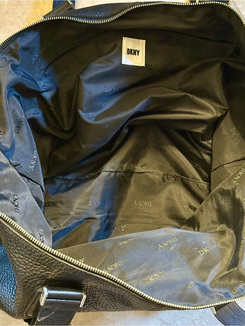 DKNY Black Pebbled Leather Laptop Tote